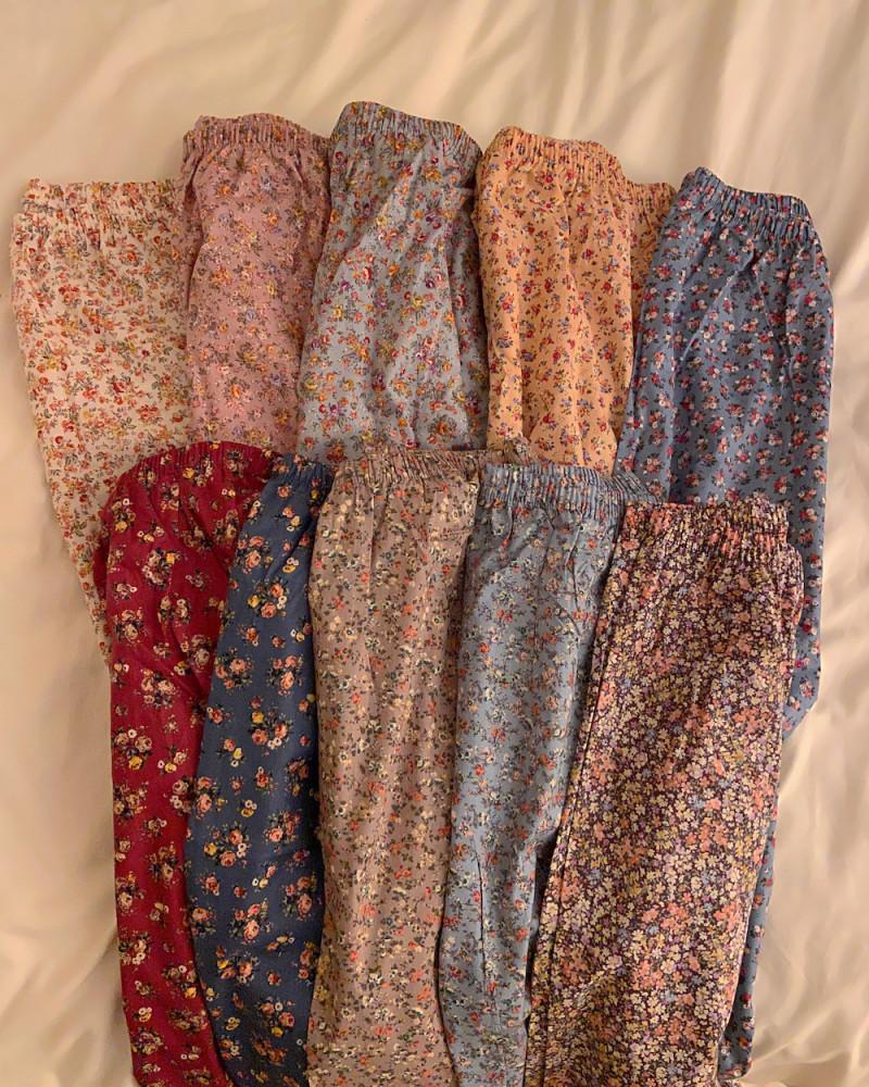 아사면 꽃무늬 잠옷 바지 순면 5부 7부 9부 여자 반바지