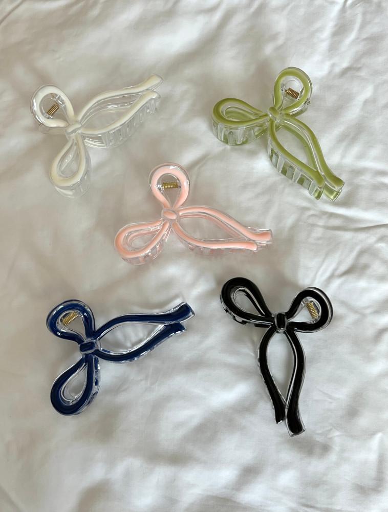 (크르와)젤리 리본 헤어 집게핀(5 color)