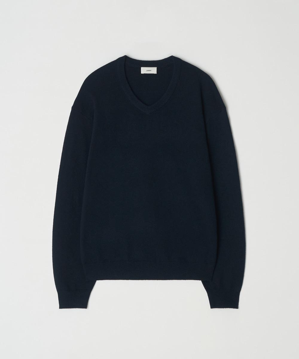 Relaxed Crop V-Neck Knit DARK NAVY
