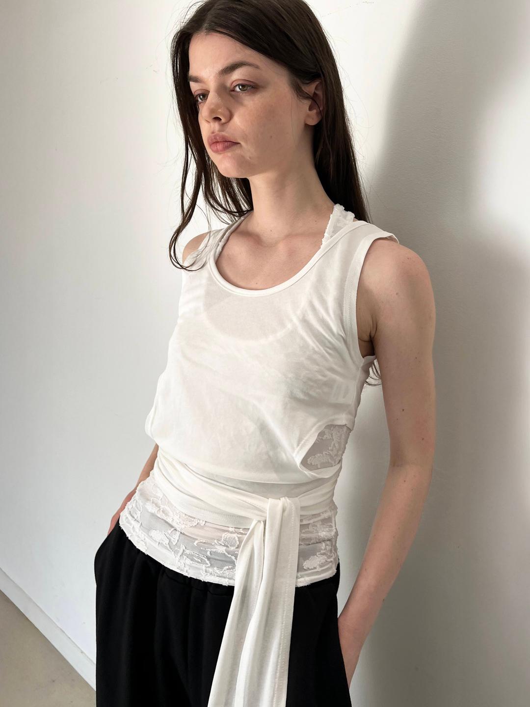 Tie Strap Tank Top (White)