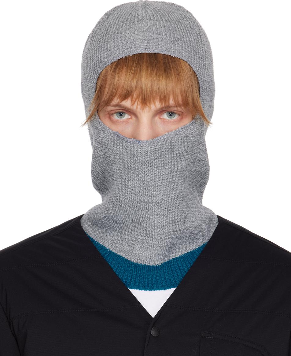 그레이 골지 니트 발라클라바