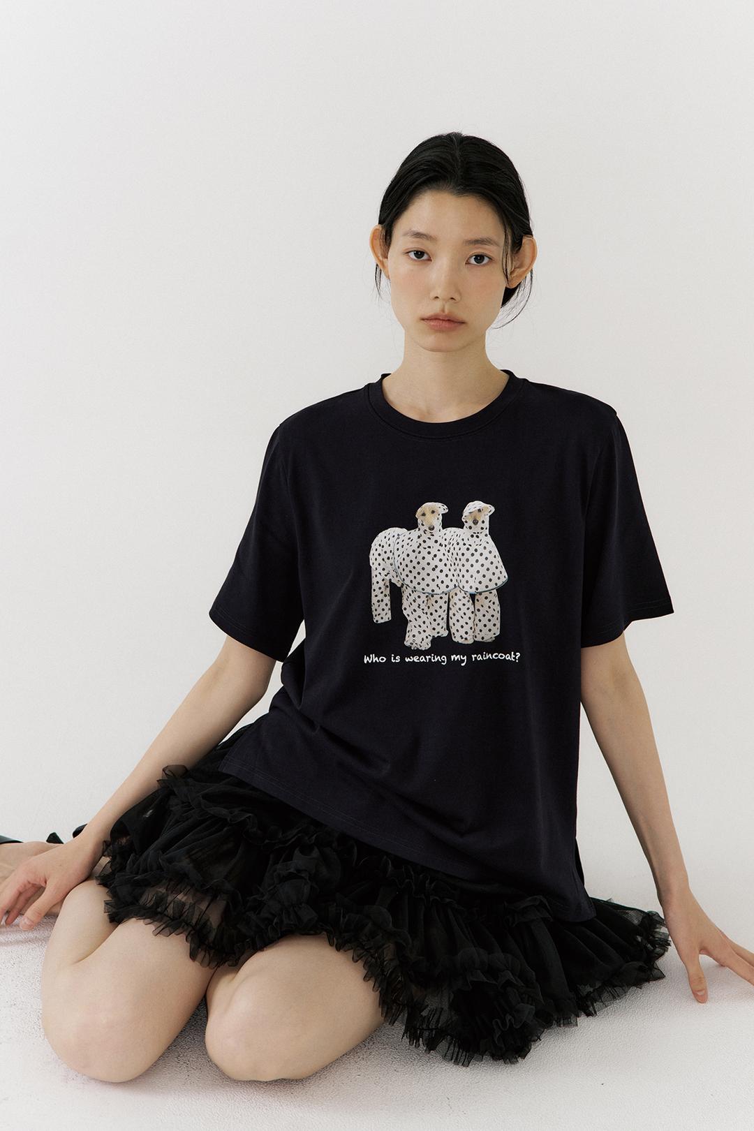 POODLE T-SHIRT, BLACK