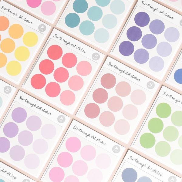 시스루 닷 스티커 솔리드 6종 세트 M