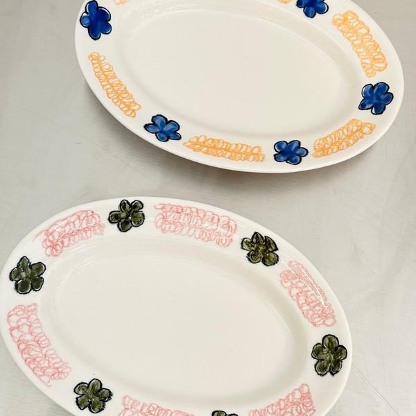 flower oval plate (2colors)