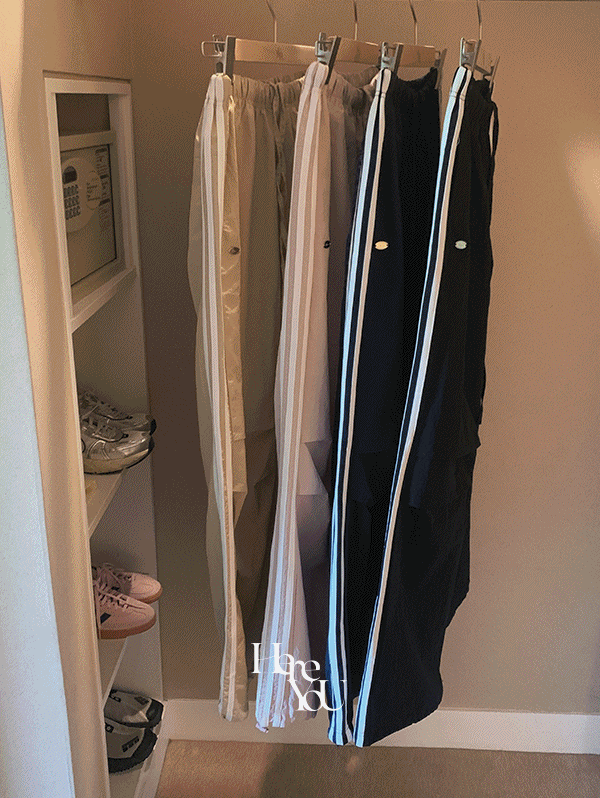 [here you] 아카이브 트랙 pants - 4color (자체제작/실버참/러블리/힙/빈티지/와이드/캐쥬얼/데일리/여름신상/캠퍼스룩/바스락/나일론/트랙팬츠)