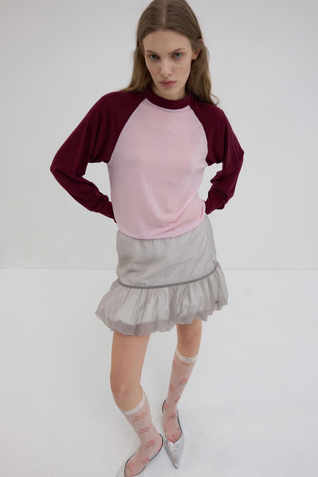 ORGANZA LAYERED MINI SKIRT_GREY/WHITE