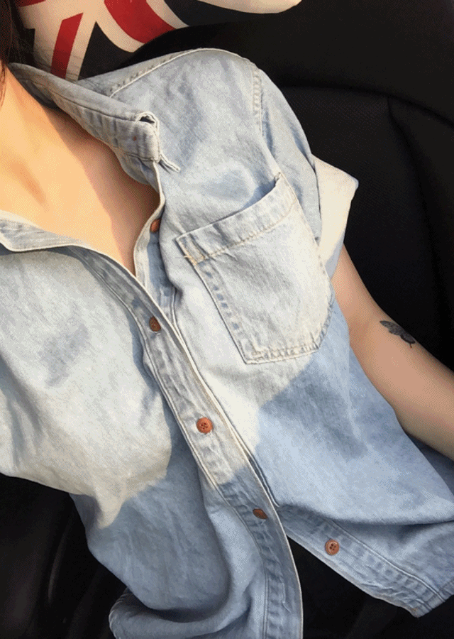 vintage summer denim shirt (2color)