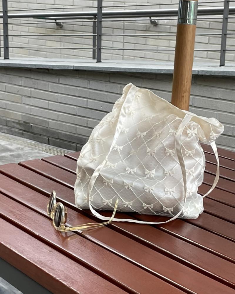 Satin Ribbon Bag-Cream Ivory 재입고4/8