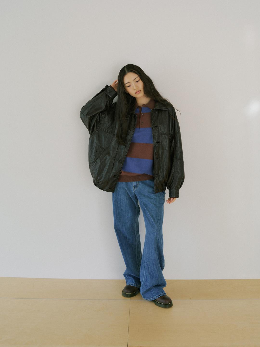 소프트 레더 블루종 - 브라운