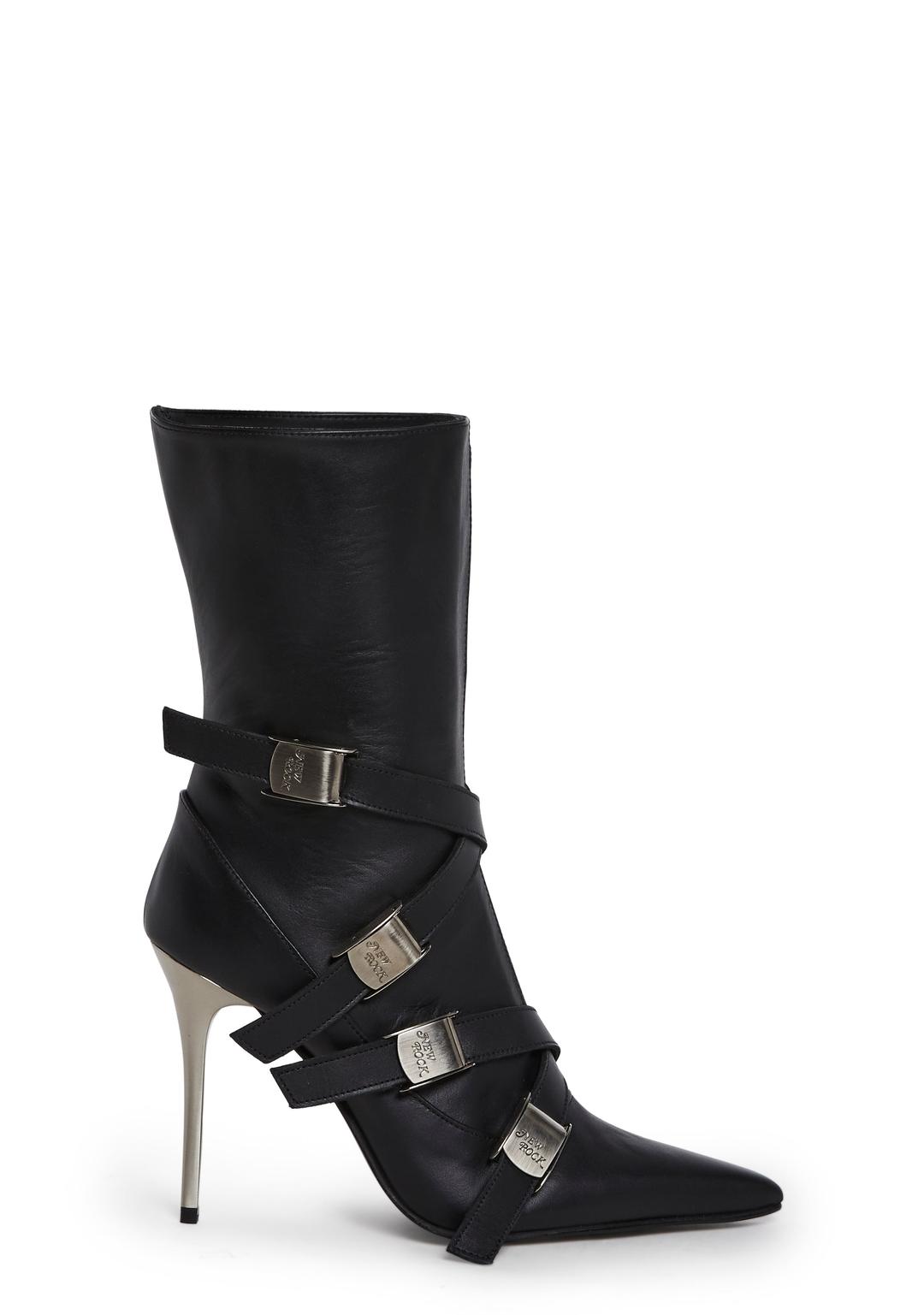 M-QUEEN007-S1 Pointed Boots - BLACK / 36