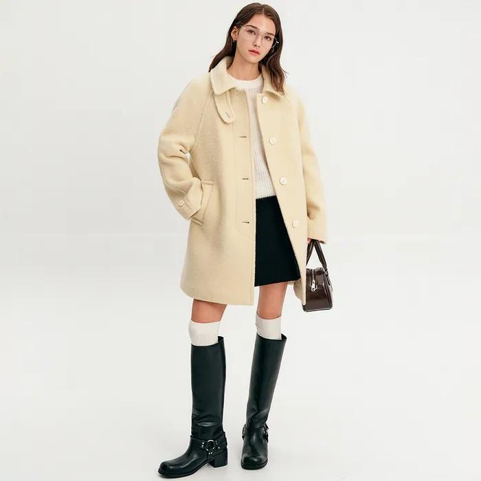 헤일리 울 부클 하프 코트_버터 / HAILY WOOL BOUCLE HALF COAT_BUTTER