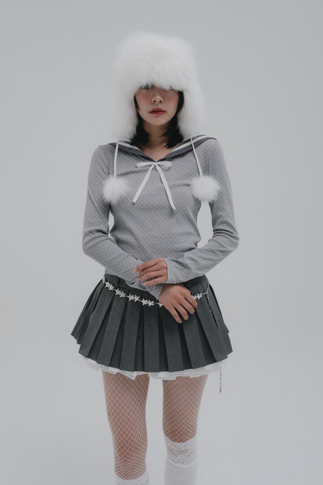 SAILOR DOT TOP (GRAY)