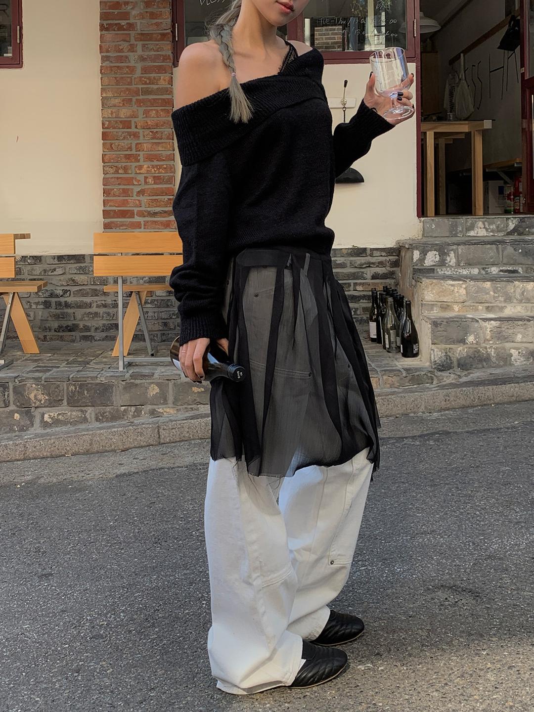 미들 플리츠 레이어링 쉬폰 스커트 (3color)