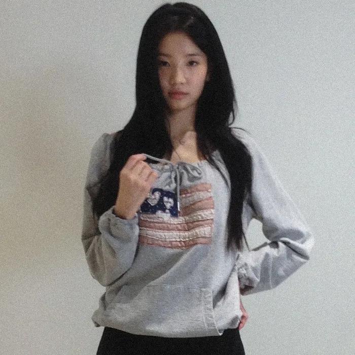 USA Banner String long Sleeve Gray