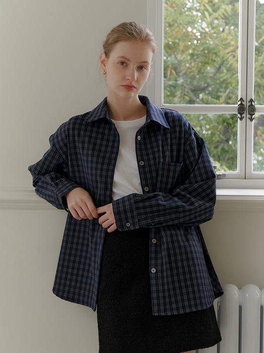 CHECK OVER SHIRT_NAVY