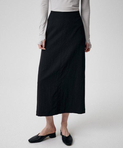 우먼즈 크링클 롱 스커트 [블랙]