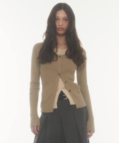 2 color cardigan (beige)
