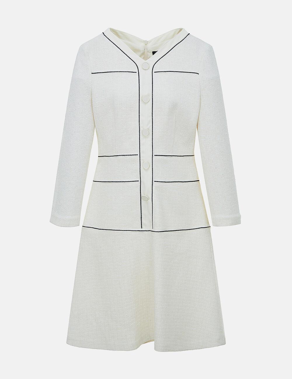 Y넥 트위드 원피스