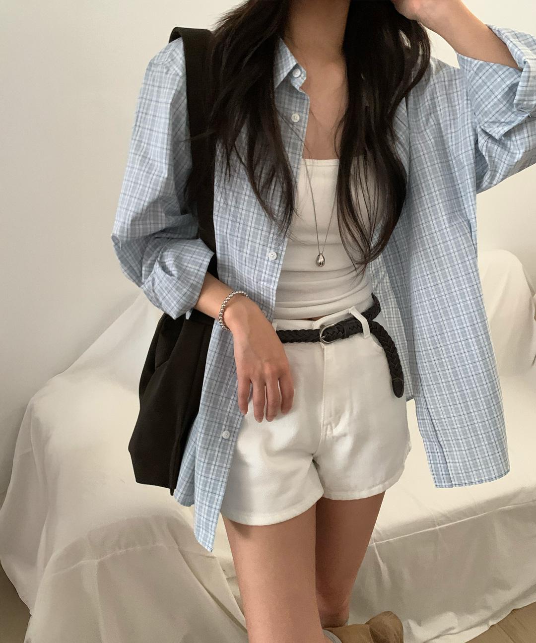 오베럴 [봄신상💛] 허그 체크셔츠 오버핏셔츠