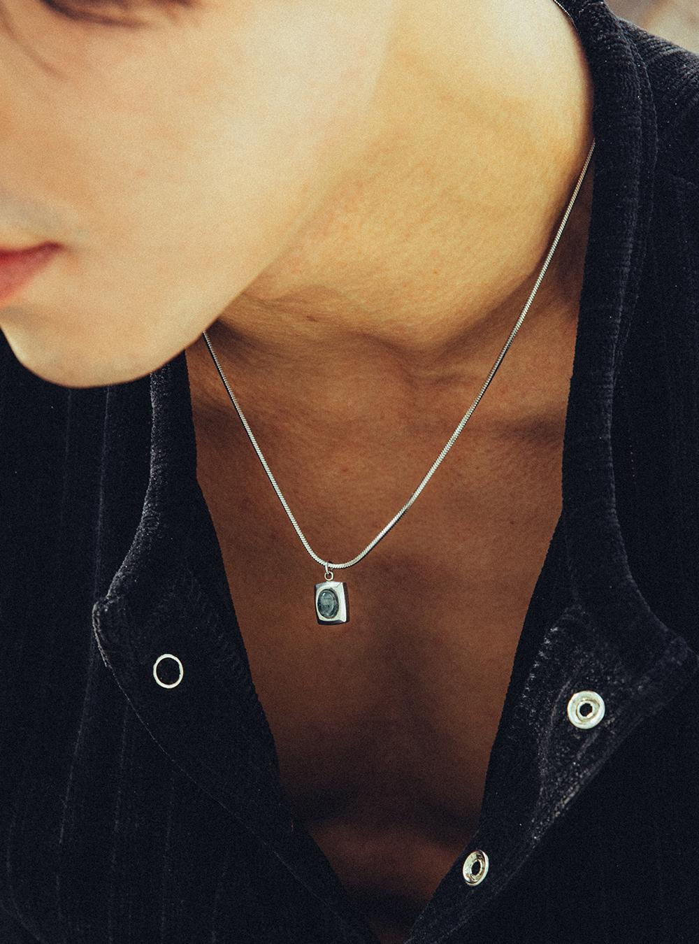 Moss Agate Snake Necklace (Surgical Steel)