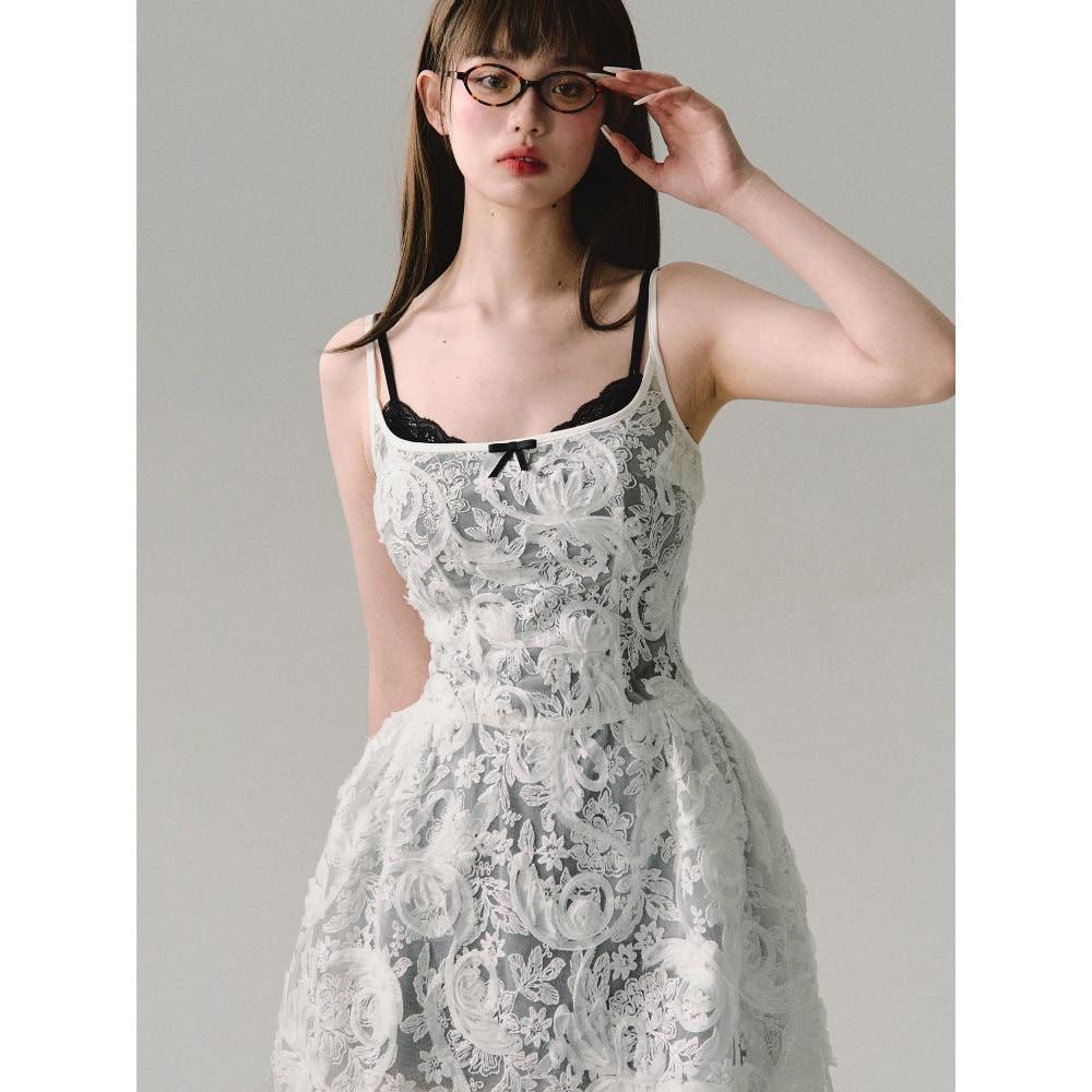 OAKMOO 레이스원피스 자수 미니 화이트 블랙 시스루 뷔스티에 원피스
