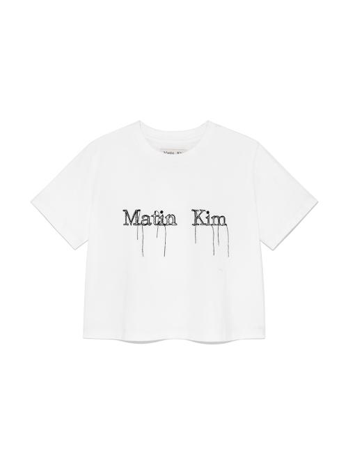LOGO THREAD POINT CROP TOP IN WHITE