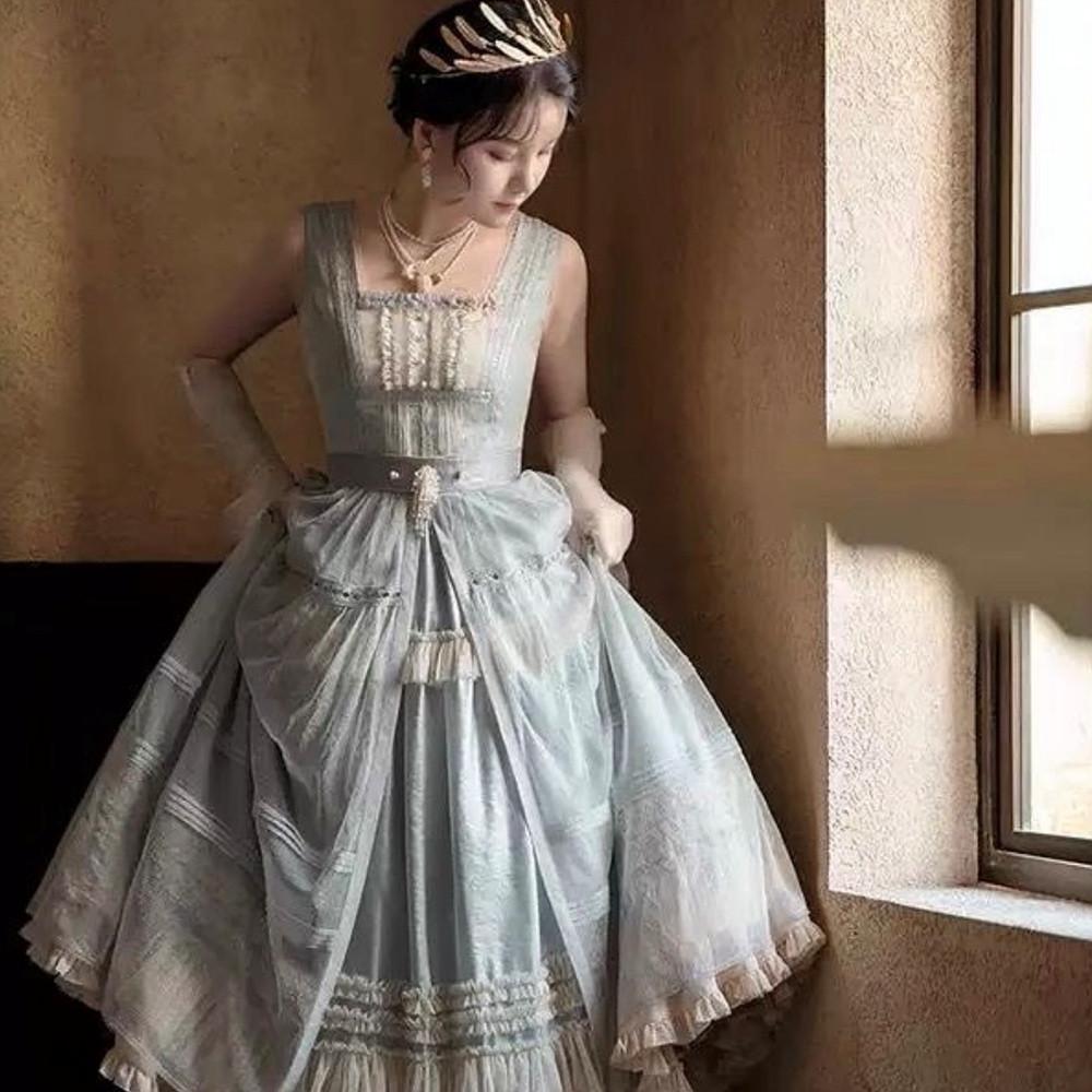 로리타 드레스 레이스 유럽풍 원피스 양산형 틱톡옷 뷔스티에