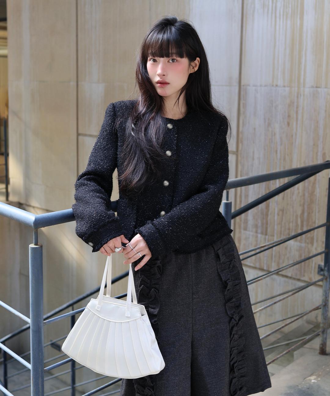 바시카 프린지 커프스 트위드 자켓 [2color]