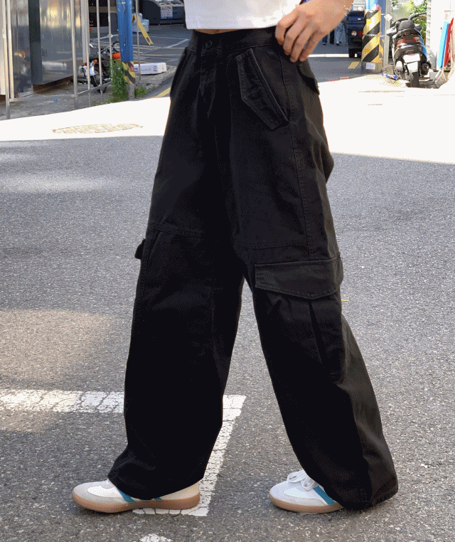 [당일출고/퀄리티 대박] 무드 카고 세미 로우라이즈 와이드 팬츠