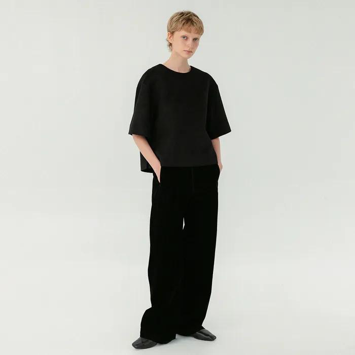 [2차 리오더] Velvet Curved Pants_Black
