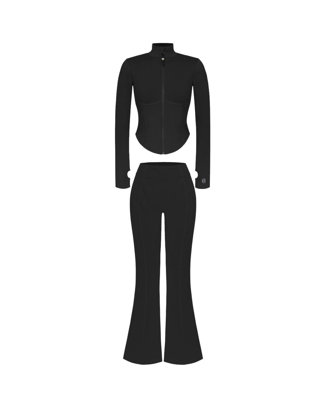 CS ZIP & LEGGINGS CURVE SET (BLACK)
