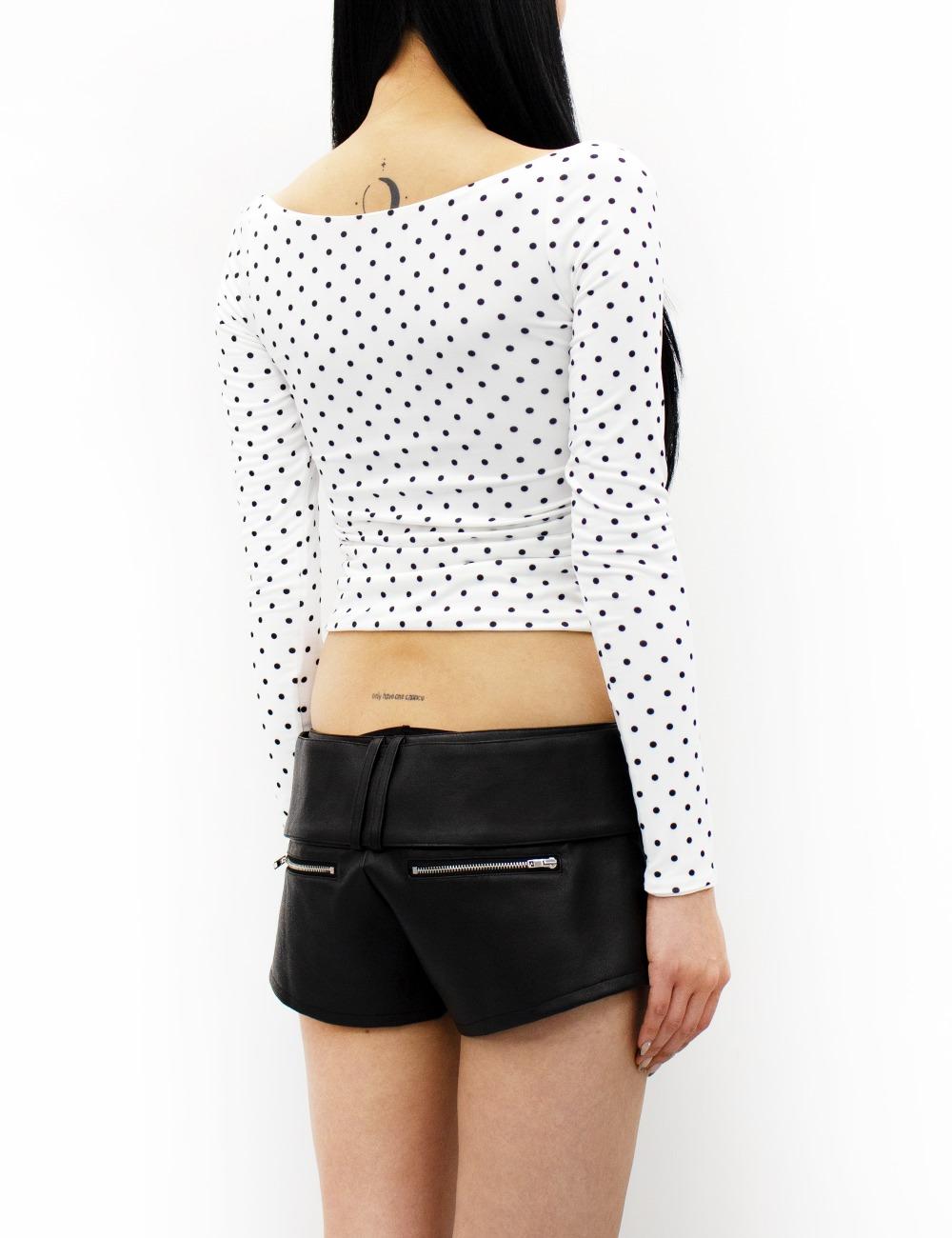 POLKA DOT LONGSLEEVE TOP IN_BLACK/PINK