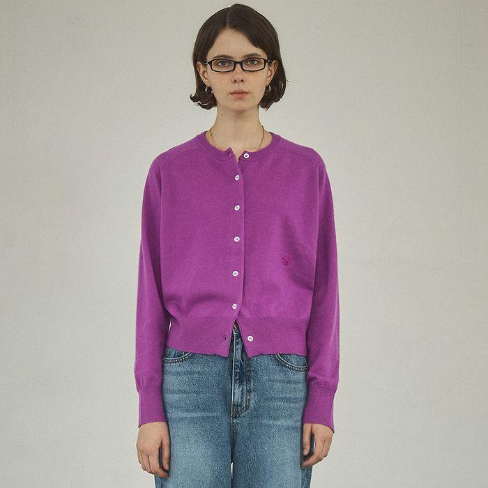 KN4252 울 라운드 카디건_Purple