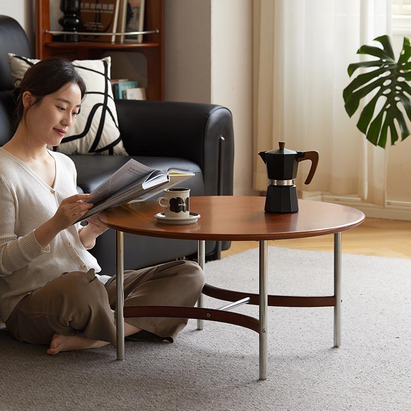 [예스우드] 레이든 드 패리스 원목 원형 소파 테이블