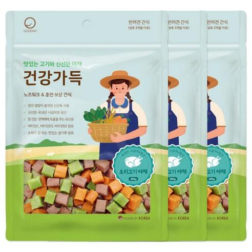 굿데이 강아지 건강가득 간식 300g, 오리고기 + 야채, 3개