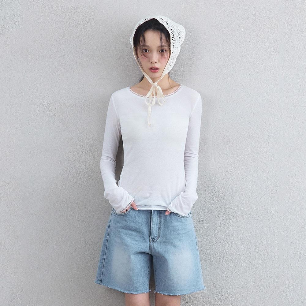 시어 레이스 롱 슬리브_Pure White