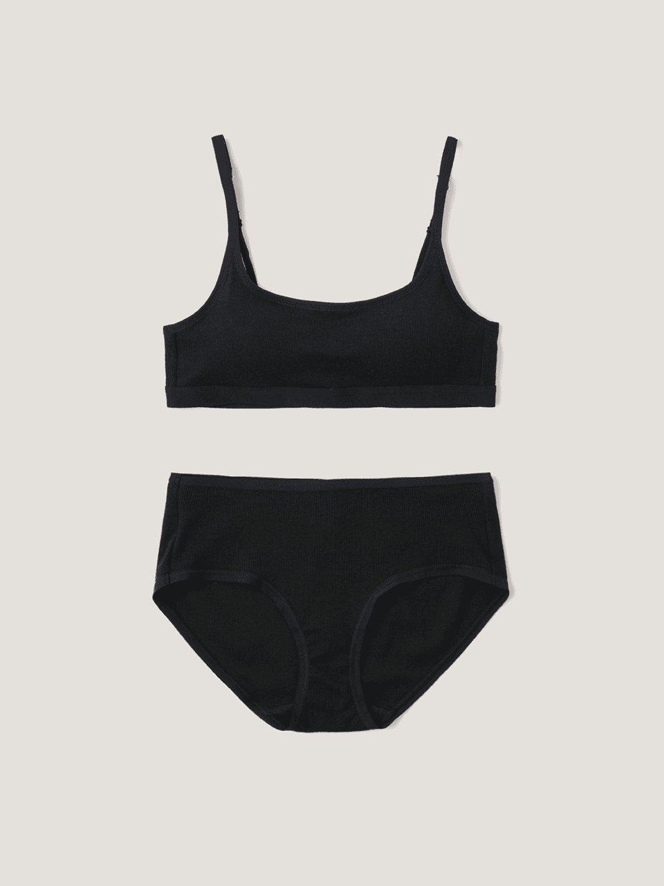 (set) Square ribbed modal bra & panties in Black_스퀘어 리브드 모달 브라&팬티 블랙