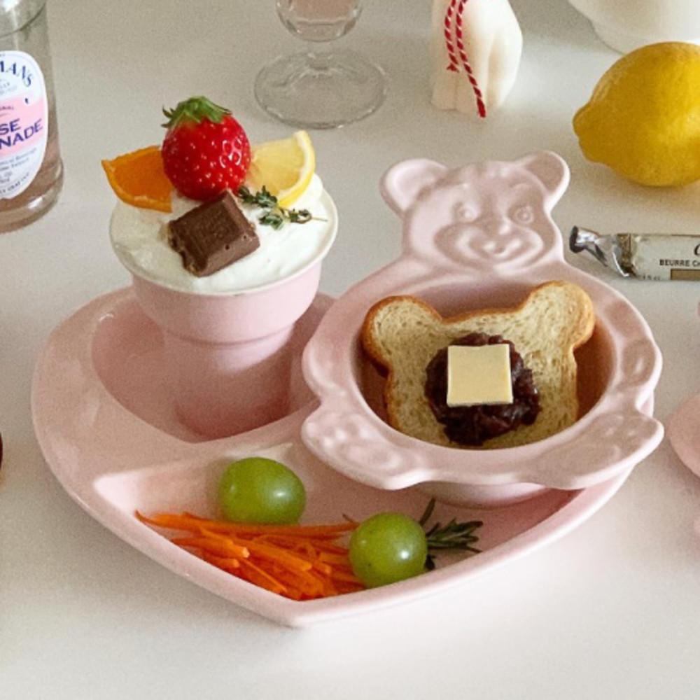 (재입고) 하트 트레이 접시 곰돌이 베어볼 나눔접시 어린이 유아 식판