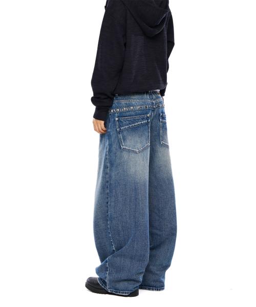 Back Studded Denim Pants (Blue)
