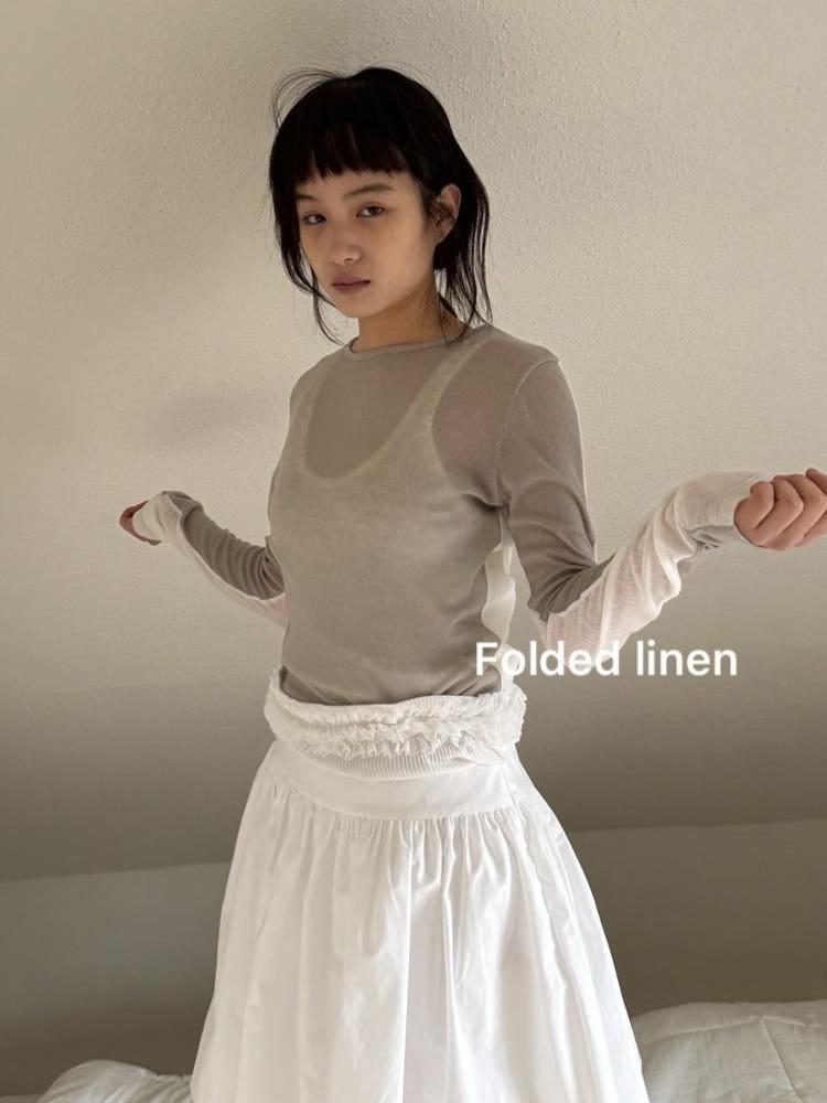 Neuadult 노이어덜트 그레코 믹스 티셔츠 시스루 컬러 긴팔 레이어 티셔츠(2color)