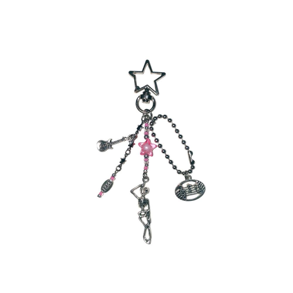 Punk skull rockstar keychain,펑크 스컬 락스타 키체인