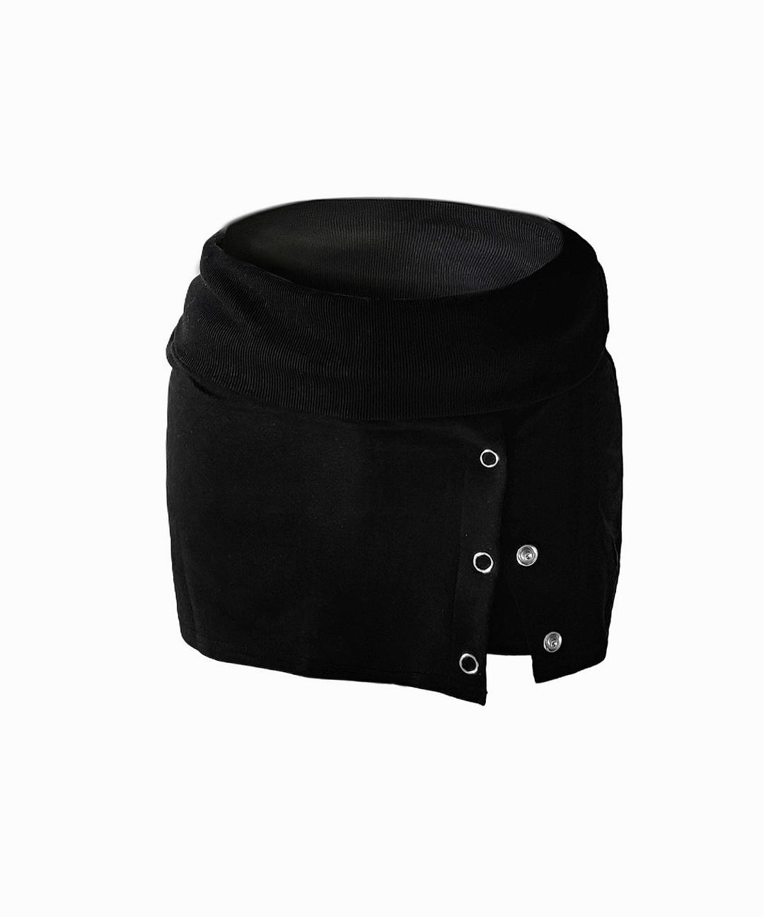 Snap button mini skirt pants (1. BLACK)