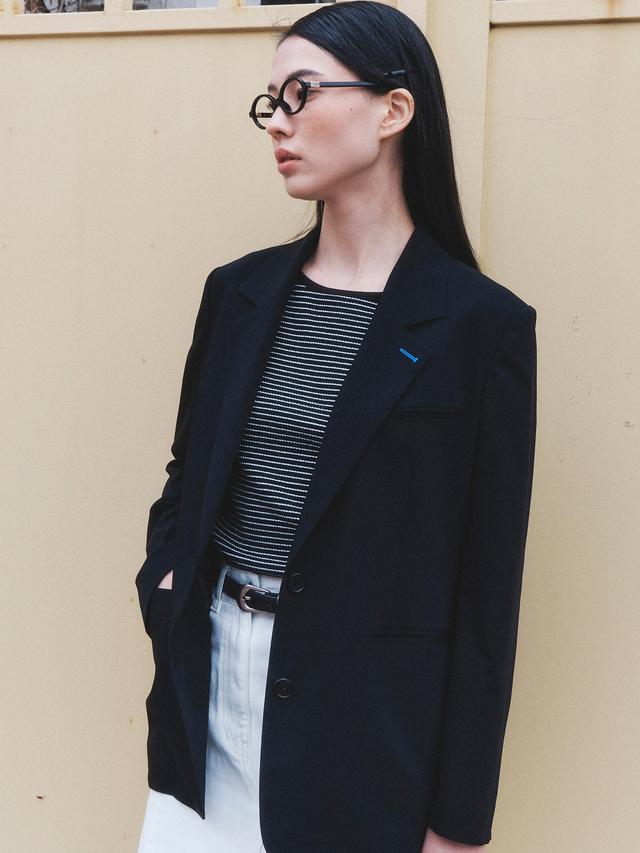 Back Detail Semi Overfit Jacket - Black