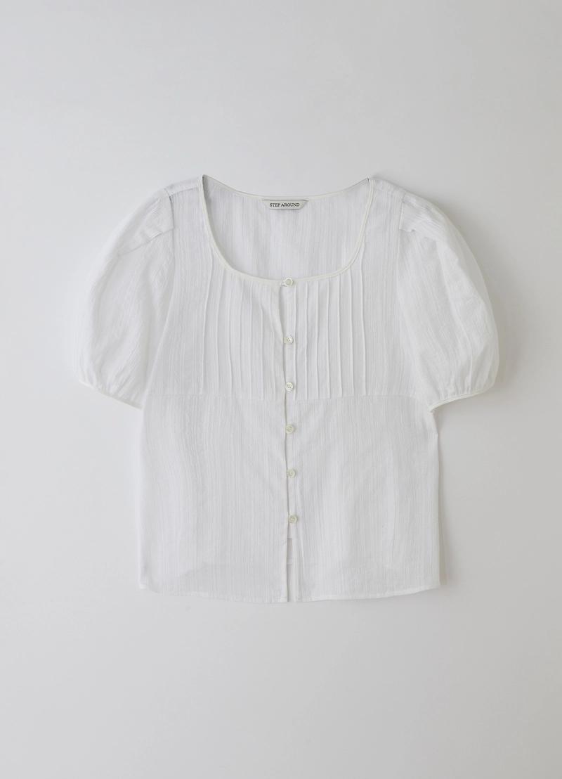 Step around - [3차] [6/9순차배송] Tuck detail puff blouse_WHITE
