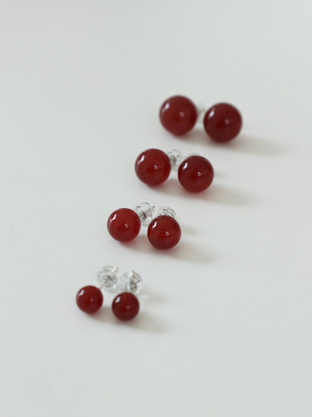 [925silver] RED MANO STONE EARRING