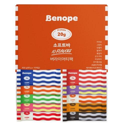 베노프 단백질바 소프트바 버라이어티팩 10종 10개입, 600g, 1세트
