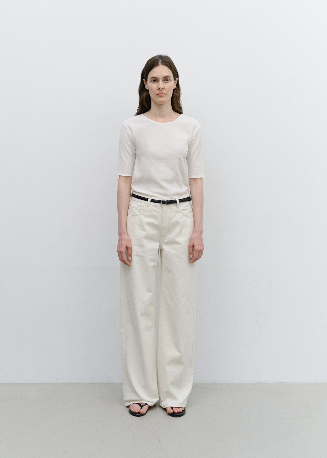 Loose Wide Jeans in Ecru