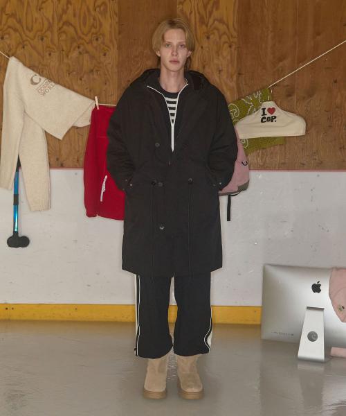 피쉬테일 후드 롱파카_블랙