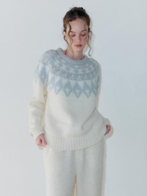 Nordic Round Knit Pullover, Cream