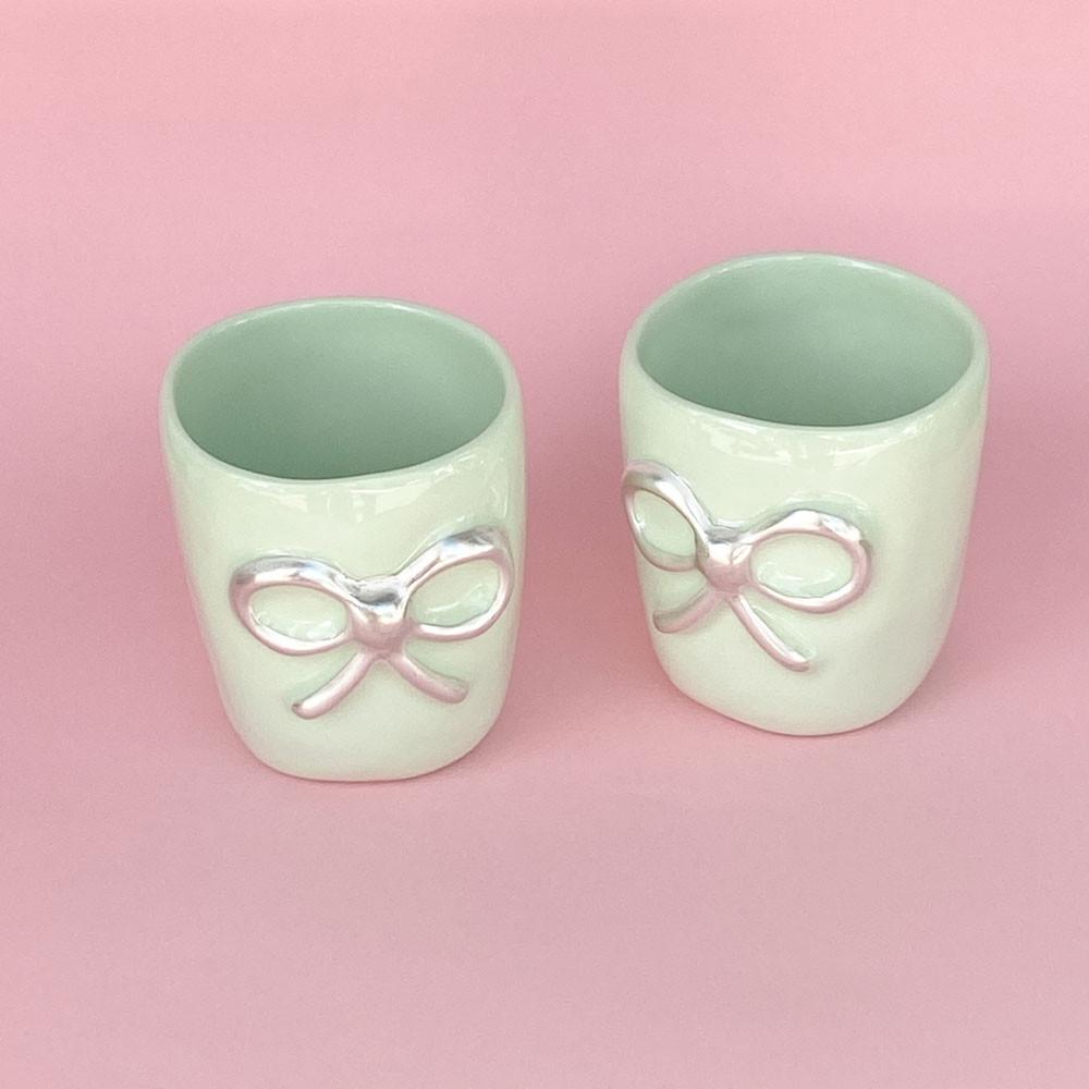 라임 실버 라인 리본 컵 (250ml)